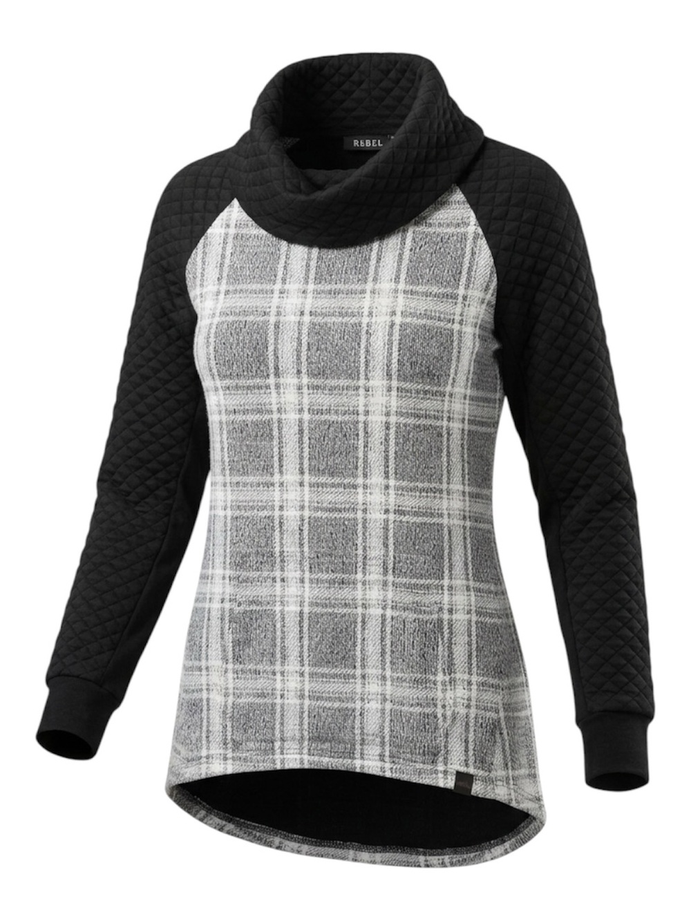 Tonia Debellis Plaid Quilted Cowl Neck Pullover Tunic With Pocket Size Medium